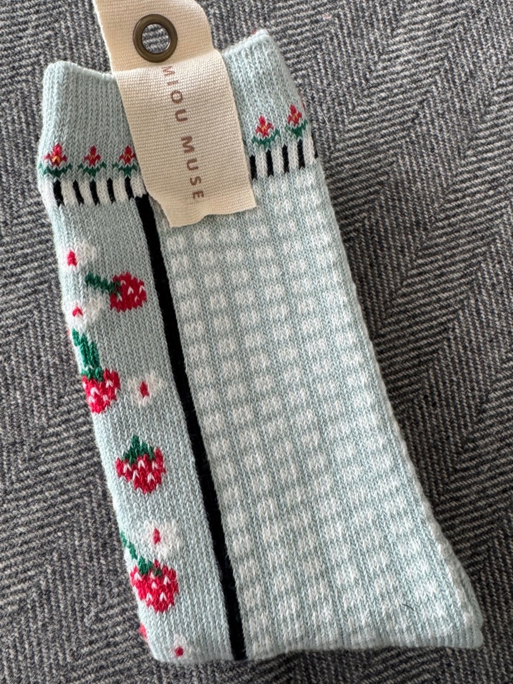NWT, MIOU MUSE, DARLING PATTERNED STRAWBERRY SOCKS